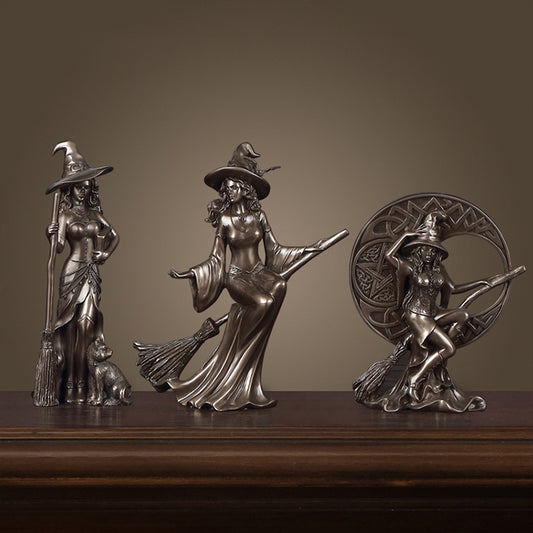 Bronze Coloured Witch Decoration